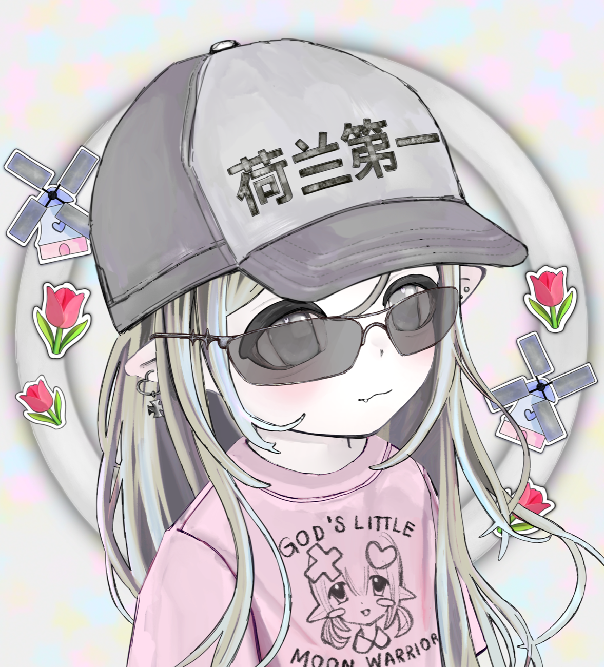 Moon warrior charm illustration