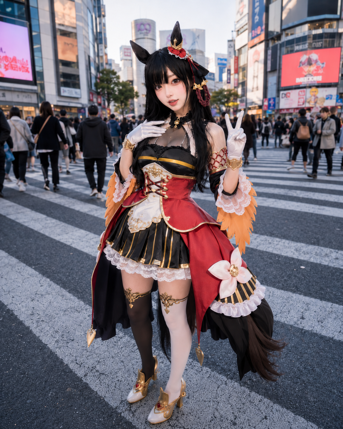 Tsukishiro Himeko in cosplay at Shibuya crossing